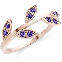 Amethyst Leaf Cluster Ring in 9ct Rose Gold
