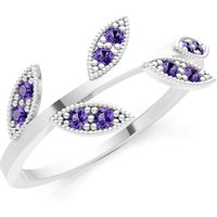 Amethyst Leaf Cluster Ring in 9ct White Gold