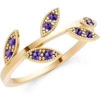 Amethyst Leaf Cluster Ring in 9ct Gold