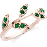 Emerald Leaf Cluster Ring in 9ct Rose Gold