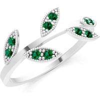 Emerald Leaf Cluster Ring in 18ct White Gold