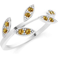 Citrine Leaf Cluster Ring in 18ct White Gold