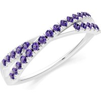 Amethyst Overlap Split Band Ring in 18ct White Gold