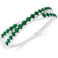 Emerald Overlap Split Band Ring in 9ct White Gold
