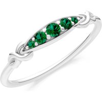 Emerald Graduated Scroll 5 Stone Ring in 9ct White Gold