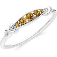 Citrine Graduated Scroll 5 Stone Ring in 18ct White Gold