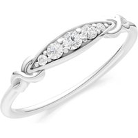 Diamond Graduated Scroll 5 Stone Ring, 0.03 ct in 18ct White Gold