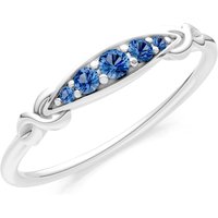 London Blue Topaz Graduated Scroll 5 Stone Ring in 18ct White Gold