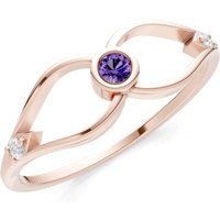 Amethyst and Diamond Bezel Twist Crossover Ring in 9ct Rose Gold