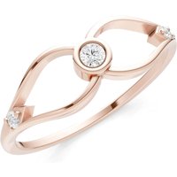 Diamond Bezel Twist Crossover Ring, 0.03 ct in 9ct Rose Gold