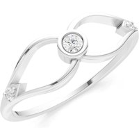 Diamond Bezel Twist Crossover Ring, 0.03 ct in 9ct White Gold
