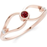 Garnet and Diamond Bezel Twist Crossover Ring in 9ct Rose Gold