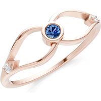 London Blue Topaz and Diamond Bezel Twist Crossover Ring in 9ct Rose Gold