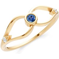 London Blue Topaz and Diamond Bezel Twist Crossover Ring in 9ct Gold