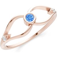 Swiss Blue Topaz and Diamond Bezel Twist Crossover Ring in 9ct Rose Gold