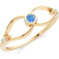 Swiss Blue Topaz and Diamond Bezel Twist Crossover Ring in 18ct Gold