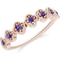 Amethyst Floral Cluster 7 Stone Half Band Ring in 9ct Rose Gold