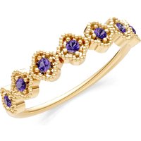 Amethyst Floral Cluster 7 Stone Half Band Ring in 9ct Gold