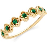 Emerald Floral Cluster 7 Stone Half Band Ring in 9ct Gold