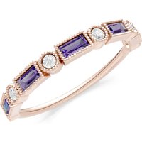 Amethyst and Diamond Alternating Gemstone Band Ring in 9ct Rose Gold