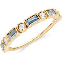 Aquamarine and Diamond Alternating Gemstone Band Ring in 9ct Gold