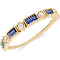 Sapphire and Diamond Alternating Gemstone Band Ring in 18ct Gold
