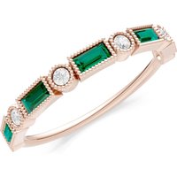Emerald and Diamond Alternating Gemstone Band Ring in 9ct Rose Gold