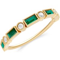 Emerald and Diamond Alternating Gemstone Band Ring in 18ct Gold