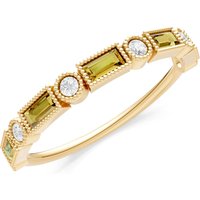 Citrine and Diamond Alternating Gemstone Band Ring in 9ct Gold