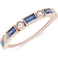 London Blue Topaz and Diamond Alternating Gemstone Band Ring in 9ct Rose Gold