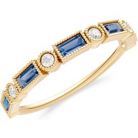 London Blue Topaz and Diamond Alternating Gemstone Band Ring in 9ct Gold