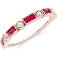 Ruby and Diamond Alternating Gemstone Band Ring in 9ct Rose Gold