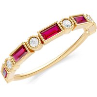 Ruby and Diamond Alternating Gemstone Band Ring in 18ct Gold