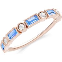 Swiss Blue Topaz and Diamond Alternating Gemstone Band Ring in 9ct Rose Gold