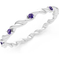 Amethyst Rope Twist Gemstone Band Ring in 9ct White Gold