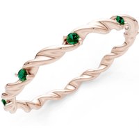 Emerald Rope Twist Gemstone Band Ring in 9ct Rose Gold