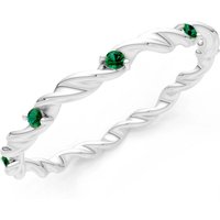 Emerald Rope Twist Gemstone Band Ring in 9ct White Gold