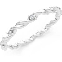 Diamond Rope Twist Gemstone Band Ring in 9ct White Gold