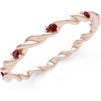 Garnet Rope Twist Gemstone Band Ring in 9ct Rose Gold