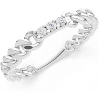 Garnet Chain Link 3 Stone Ring in 9ct White Gold