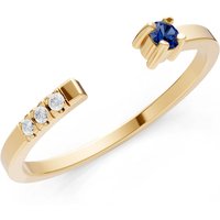 Sapphire and Diamond Open Band Ring in 9ct Gold