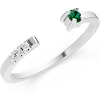 Emerald and Diamond Open Band Ring in 9ct White Gold