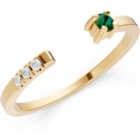 Emerald and Diamond Open Band Ring in 9ct Gold