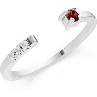 Garnet and Diamond Open Band Ring in 18ct White Gold