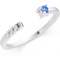 Swiss Blue Topaz and Diamond Open Band Ring in 9ct White Gold