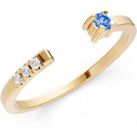 Swiss Blue Topaz and Diamond Open Band Ring in 9ct Gold