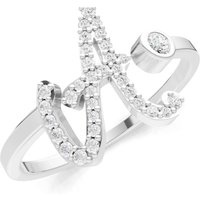 Letter A Diamond Initial Letter Birthstone Open Ring, 0.03 ct in 9ct White Gold