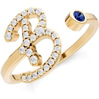 Letter B Sapphire and Diamond Initial Letter Birthstone Open Ring in 18ct Gold
