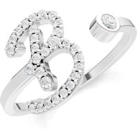 Letter B Diamond Initial Letter Birthstone Open Ring, 0.03 ct in 9ct White Gold