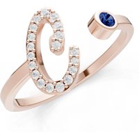 Letter C Amethyst and Diamond Initial Letter Birthstone Open Ring in 9ct Rose Gold